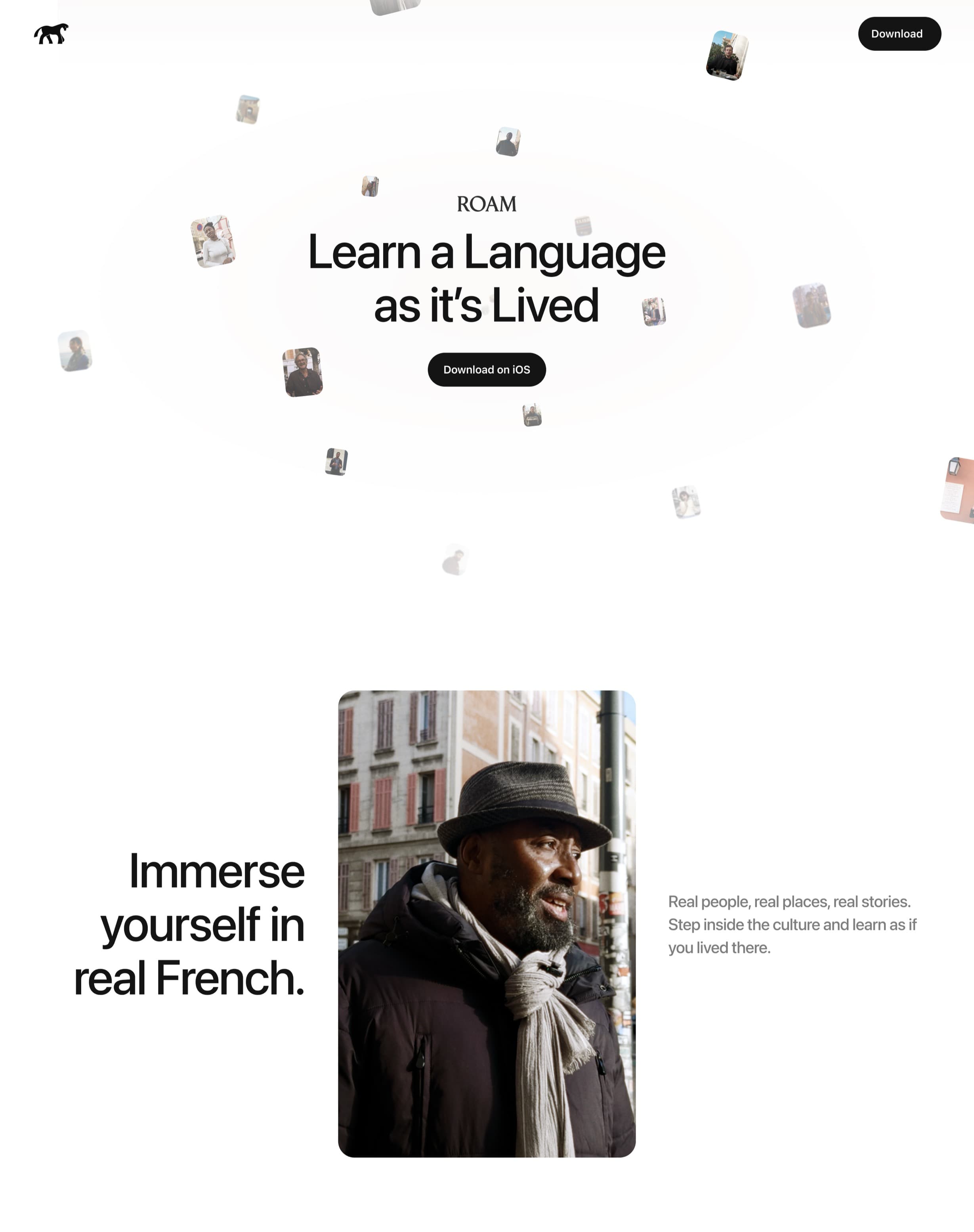 Roam marketing site landing page